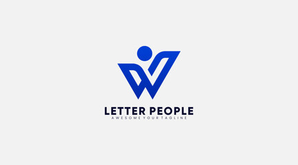 Letter w logo connected people vector design template - obrazy, fototapety, plakaty