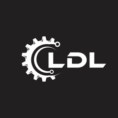 LDL letter technology logo design on black background. LDL creative initials letter IT logo concept. LDL setting shape design.
