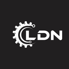 LDN letter technology logo design on black background. LDN creative initials letter IT logo concept. LDN setting shape design.
