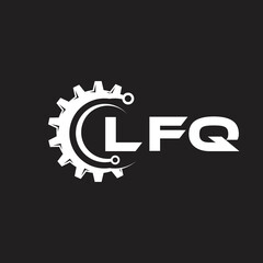 LFQ letter technology logo design on black background. LFQ creative initials letter IT logo concept. LFQ setting shape design.
