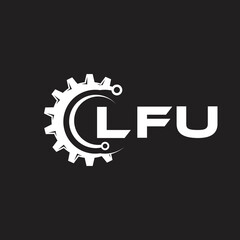 LFU letter technology logo design on black background. LFU creative initials letter IT logo concept. LFU setting shape design.
