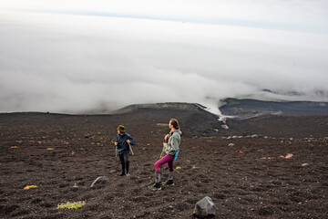 Fototapeta na wymiar man and woman on a volcano