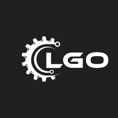 LGO letter technology logo design on black background. LGO creative initials letter IT logo concept. LGO setting shape design.
