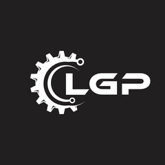 LGP letter technology logo design on black background. LGP creative initials letter IT logo concept. LGP setting shape design.
