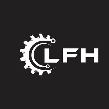 LFH letter technology logo design on black background. LFH creative initials letter IT logo concept. LFH setting shape design.

