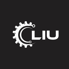 LIU letter technology logo design on black background. LIU creative initials letter IT logo concept. LIU setting shape design.
