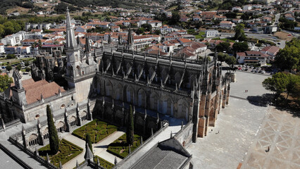 Aerial view of the Monastery of Santa Maria da Vitória. The Monastery of Batalha is one of the...