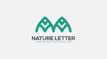 M Nature letter logo design Vector Illustration
