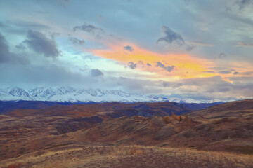 landscape mountain altai, panorama scenery freedom, autumn nature of siberia