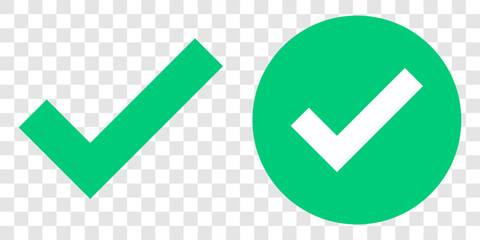 Green check mark, checklist signs, approval badge. Flat and modern checkmark design, vector illustration.