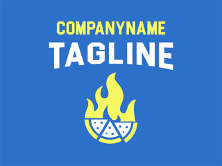 Vintage pizza and fire logo template for restaurant, cafe, brand.