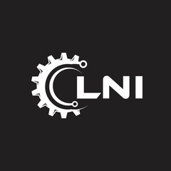 LNI letter technology logo design on black background. LNI creative initials letter IT logo concept. LNI setting shape design.
