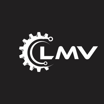 LMV letter technology logo design on black background. LMV creative initials letter IT logo concept. LMV setting shape design.
