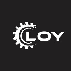 LOY letter technology logo design on black background. LOY creative initials letter IT logo concept. LOY setting shape design.
