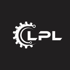 LPL letter technology logo design on black background. LPL creative initials letter IT logo concept. LPL setting shape design.
