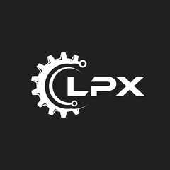 LPX letter technology logo design on black background. LPX creative initials letter IT logo concept. LPX setting shape design.
