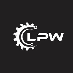 LPW letter technology logo design on black background. LPW creative initials letter IT logo concept. LPW setting shape design.
