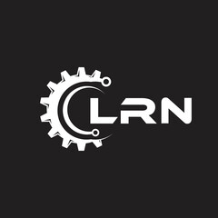 Obraz premium LRN letter technology logo design on black background. LRN creative initials letter IT logo concept. LRN setting shape design. 