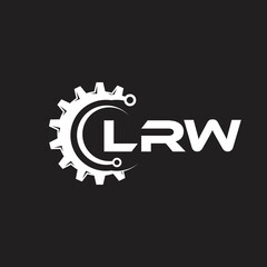 LRW letter technology logo design on black background. LRW creative initials letter IT logo concept. LRW setting shape design.
