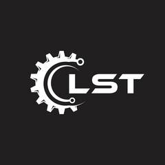 LST letter technology logo design on black background. LST creative initials letter IT logo concept. LST setting shape design.
