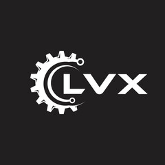 LVX letter technology logo design on black background. LVX creative initials letter IT logo concept. LVX setting shape design.
