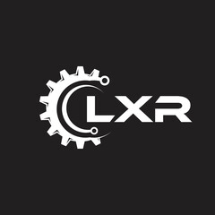 LXR letter technology logo design on black background. LXR creative initials letter IT logo concept. LXR setting shape design.
