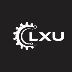 LXU letter technology logo design on black background. LXU creative initials letter IT logo concept. LXU setting shape design.
