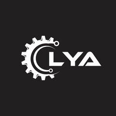LYA letter technology logo design on black background. LYA creative initials letter IT logo concept. LYA setting shape design.
