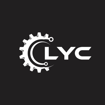 LYC letter technology logo design on black background. LYC creative initials letter IT logo concept. LYC setting shape design.
