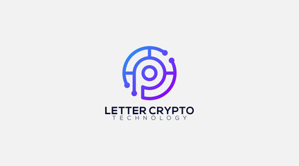 Crypto coin vector logo design template with initial letter P