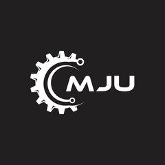 MJU letter technology logo design on black background. MJU creative initials letter IT logo concept. MJU setting shape design.
