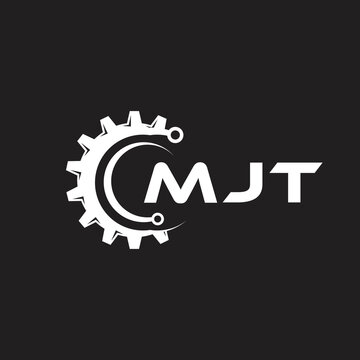 MJT letter technology logo design on black background. MJT creative initials letter IT logo concept. MJT setting shape design.
