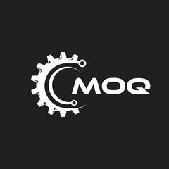 MOQ letter technology logo design on black background. MOQ creative initials letter IT logo concept. MOQ setting shape design.
