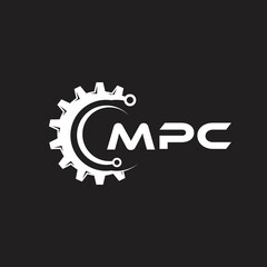 MPC letter technology logo design on black background. MPC creative initials letter IT logo concept. MPC setting shape design.
