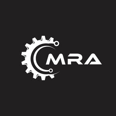 Fototapeta premium MRA letter technology logo design on black background. MRA creative initials letter IT logo concept. MRA setting shape design. 