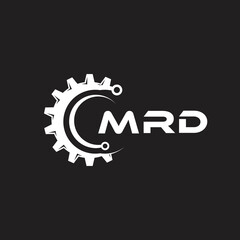 MRD letter technology logo design on black background. MRD creative initials letter IT logo concept. MRD setting shape design.
