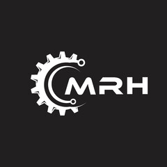 MRH letter technology logo design on black background. MRH creative initials letter IT logo concept. MRH setting shape design.
