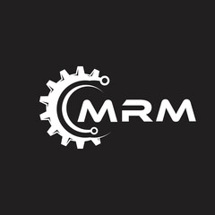 MRM letter technology logo design on black background. MRM creative initials letter IT logo concept. MRM setting shape design.
