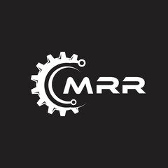 MRR letter technology logo design on black background. MRR creative initials letter IT logo concept. MRR setting shape design.
