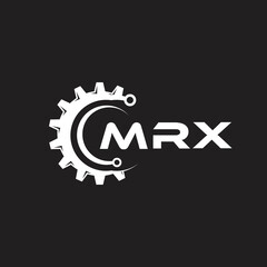 MRX letter technology logo design on black background. MRX creative initials letter IT logo concept. MRX setting shape design.
