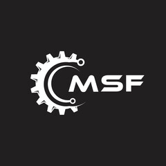 MSF letter technology logo design on black background. MSF creative initials letter IT logo concept. MSF setting shape design.
