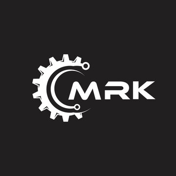 MRK letter technology logo design on black background. MRK creative initials letter IT logo concept. MRK setting shape design.
