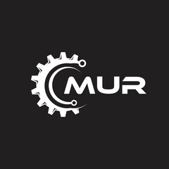 MUR letter technology logo design on black background. MUR creative initials letter IT logo concept. MUR setting shape design.
