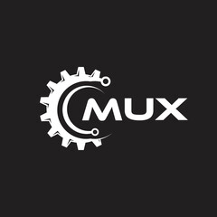 Fototapeta na wymiar MUX letter technology logo design on black background. MUX creative initials letter IT logo concept. MUX setting shape design. 