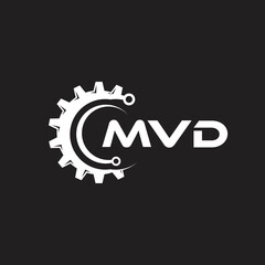 Fototapeta na wymiar MVD letter technology logo design on black background. MVD creative initials letter IT logo concept. MVD setting shape design. 
