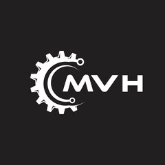 Fototapeta na wymiar MVH letter technology logo design on black background. MVH creative initials letter IT logo concept. MVH setting shape design. 