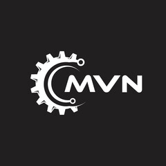 Fototapeta na wymiar MVN letter technology logo design on black background. MVN creative initials letter IT logo concept. MVN setting shape design. 