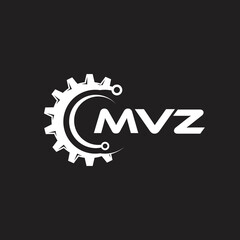 MVZ letter technology logo design on black background. MVZ creative initials letter IT logo concept. MVZ setting shape design.

