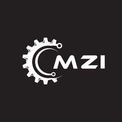 MZI letter technology logo design on black background. MZI creative initials letter IT logo concept. MZI setting shape design.
