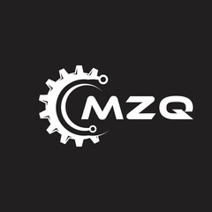 MZQ letter technology logo design on black background. MZQ creative initials letter IT logo concept. MZQ setting shape design.
